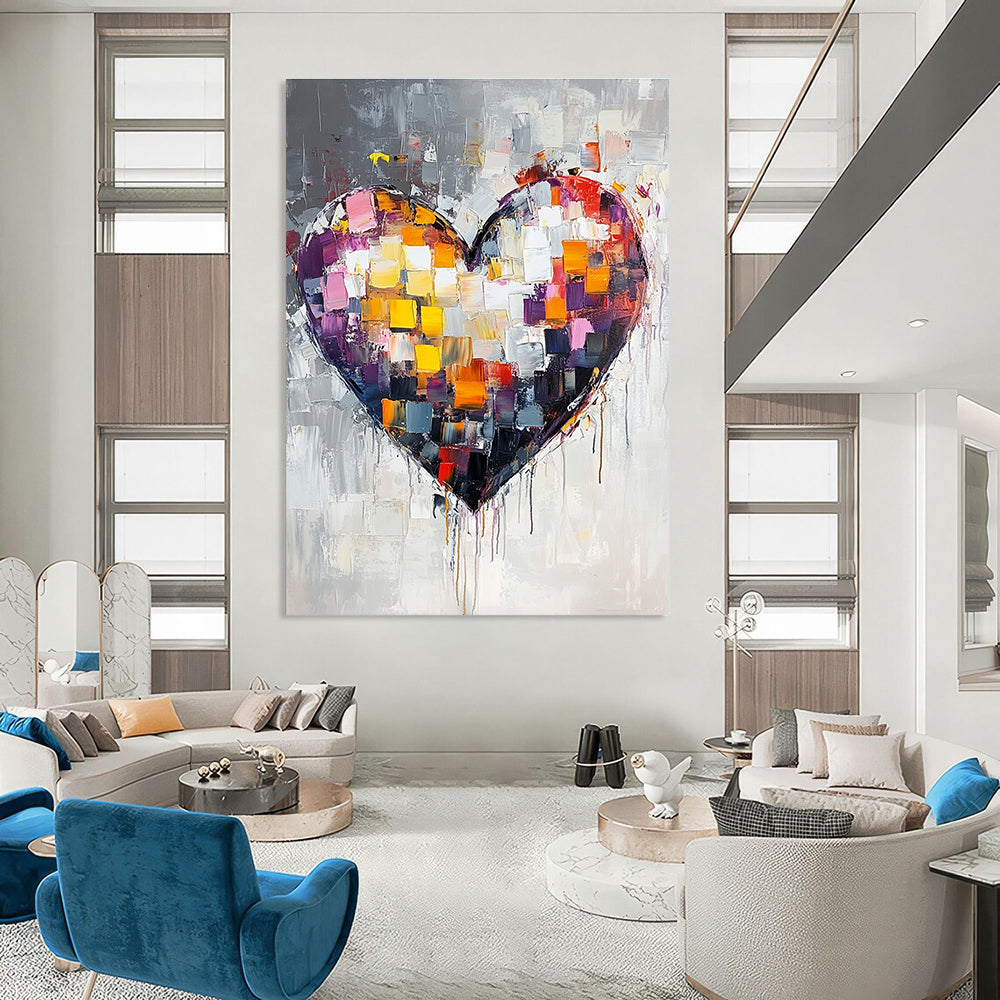 Vibrant Colorful Heart Art for Bedroom & Café STSC071