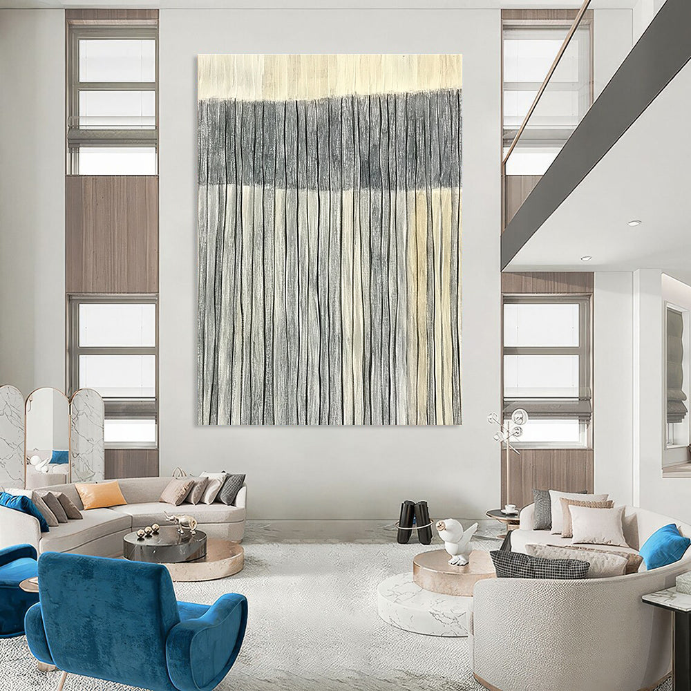 Grey & White Vertical Stripes for Minimalist Bedroom & Contemporary Art Gallery STSC1121