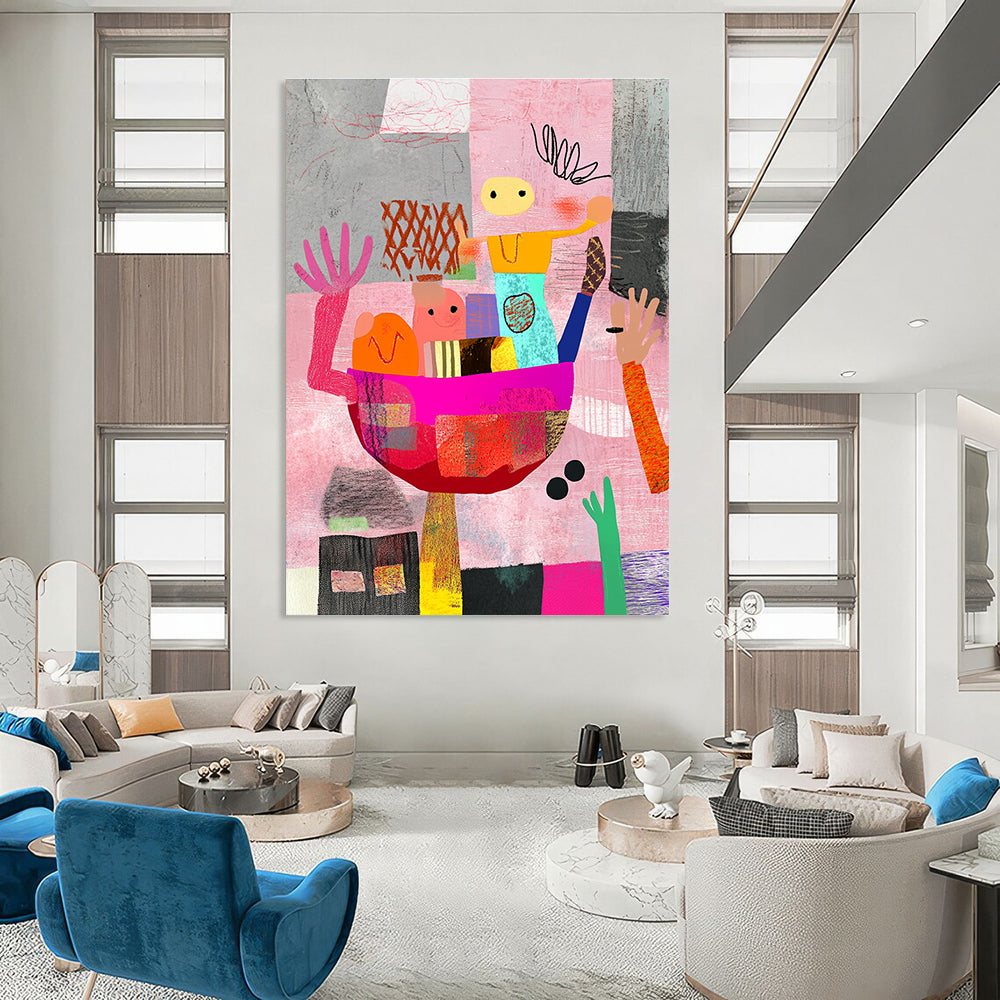Playful Abstract Figures for Family - Friendly Daycare & Whimsical Art Studio STSC968