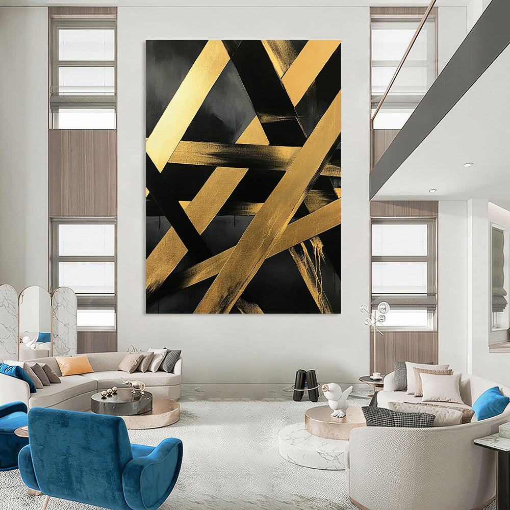 Black and Gold Geometric for Luxury Hotel Lobby & Modern Office Reception STSC1129