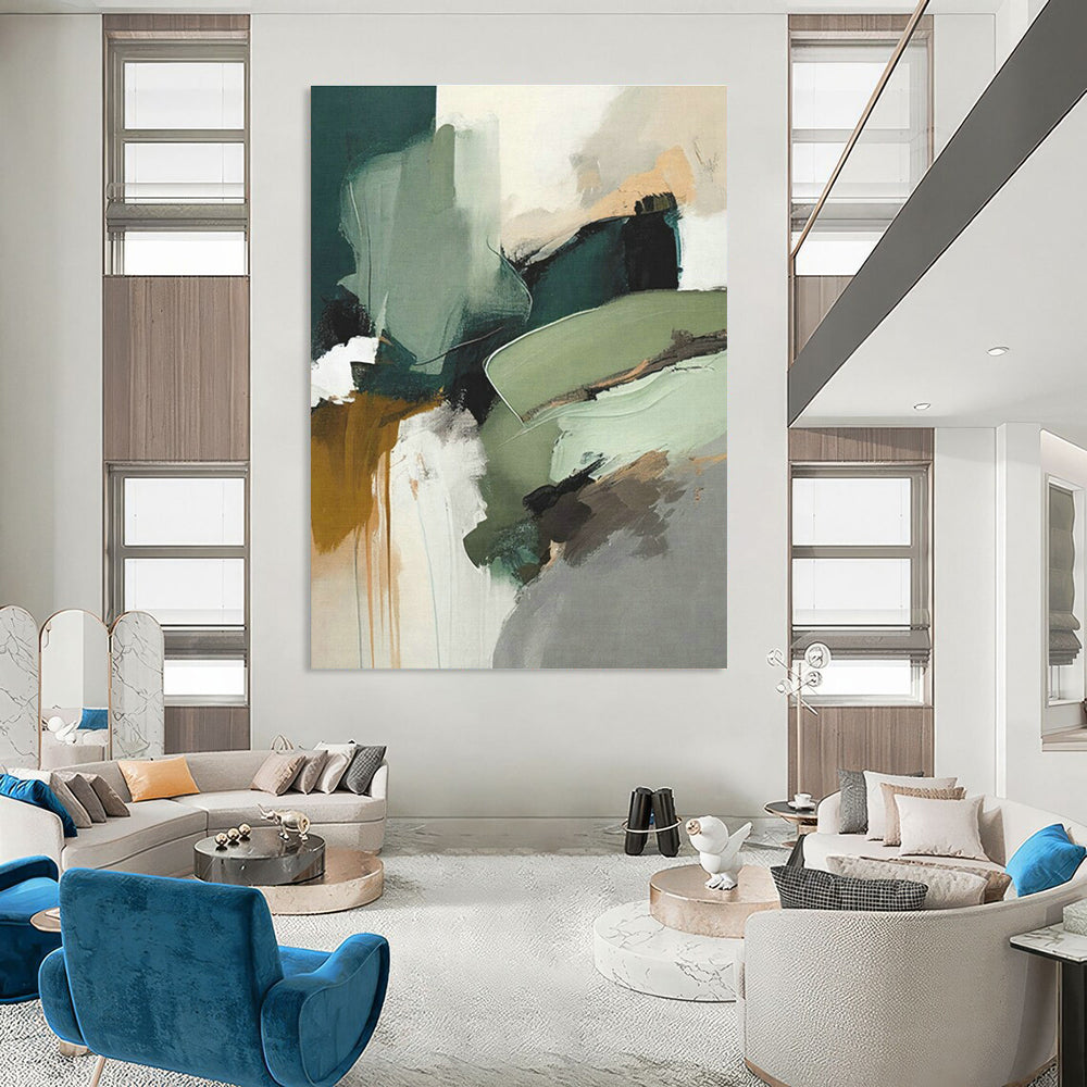 Green - Toned Abstract Art for Eco - Friendly Café & Nature - Lover's Home Bedroom DLZ1616