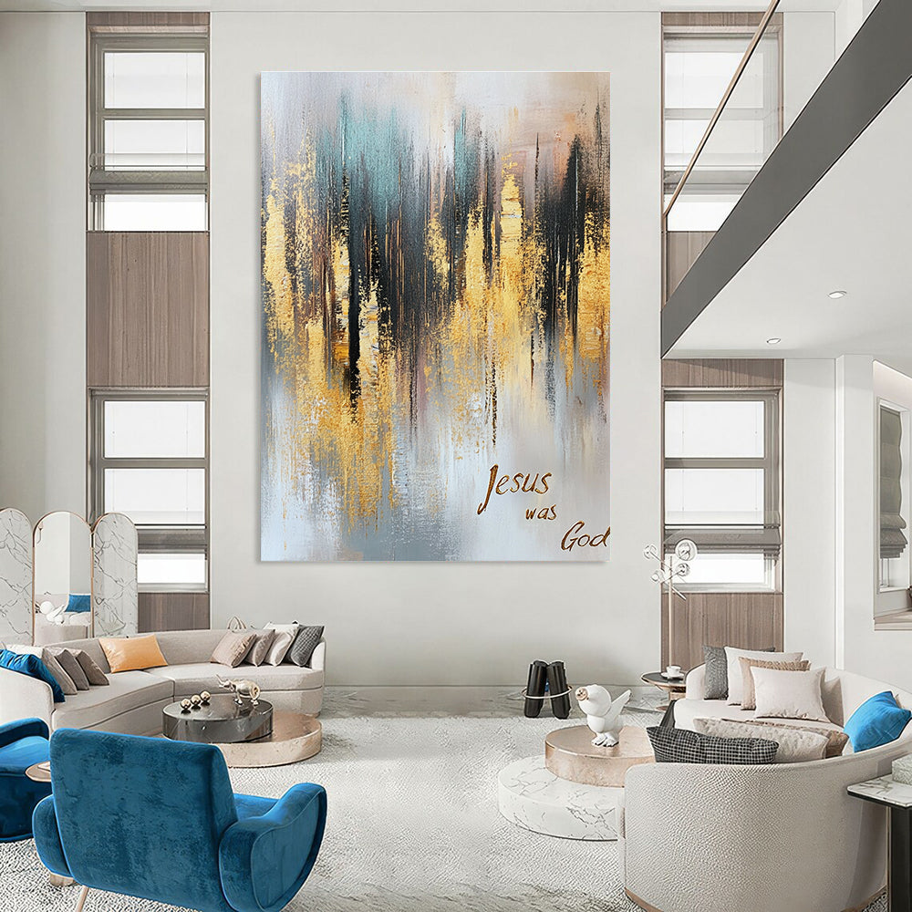 Gold - Accented Abstract Forest for Rustic - Chic Home Library & Spiritual Retreat Center STSC166