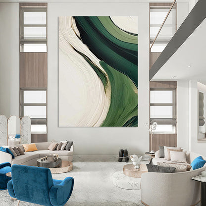 Green and White Flow Art for Minimalist Office & Nature - Inspired Lounge DLZ2168