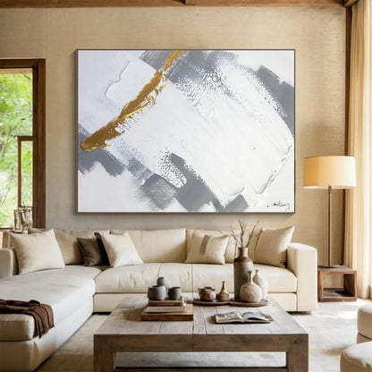 Beige - White - Black Brushstroke Art for Minimalist Lounge Calm Relaxation DLZ2701