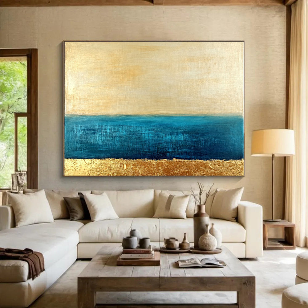 Minimalist Sea and Sky Art for Coastal Home Living Room & Serene Spa Lounge SC172