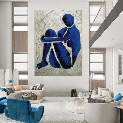Blue Abstract Figure Art for Wellness Center & Contemporary Home Office DLZ1792