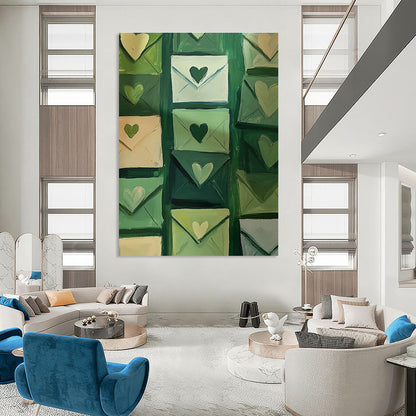 Green Envelopes with Hearts Art for Stationery Shop & Romantic Home Office DLZ0687