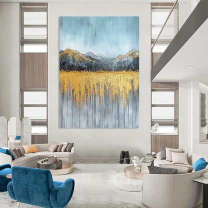 Golden Mountain Field Art for Luxury Ski Chalet & Boutique Hotel Lobby STSC097