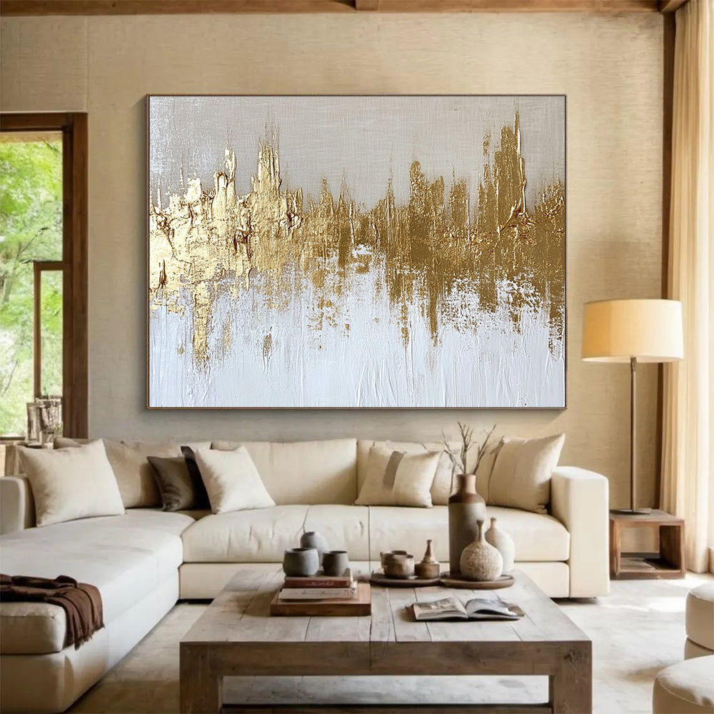 Textured Gold Skyline Art for Industrial - Chic Loft & Contemporary Art Museum SC173