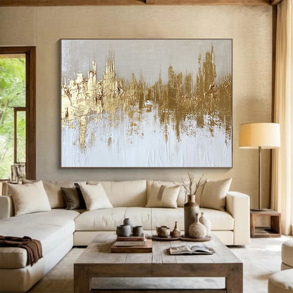 Textured Gold Skyline Art for Industrial - Chic Loft & Contemporary Art Museum SC173