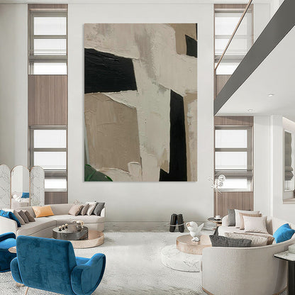 Beige - Black Geometric Art for Mid - Century Modern Home Hallways DLZ0189