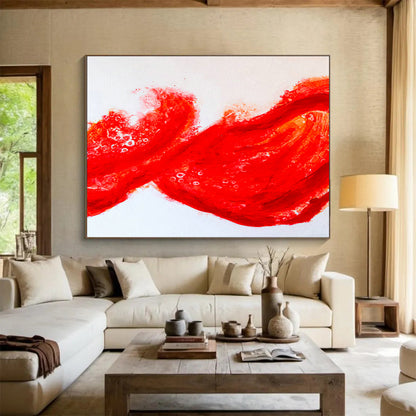 Red Flowing Abstract Art for Bold Restaurant Entrance DLZ2953