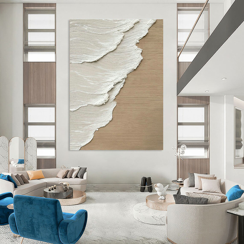 Beige and White Texture Art for Scandinavian - Style Home & Neutral - Toned Studio DLZ2176
