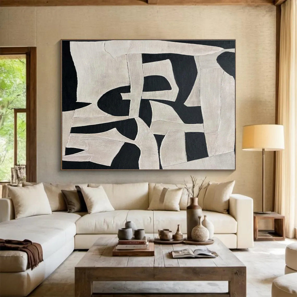 Black - White Geometric Abstract Art for Modern Office Receptions DLZ2475