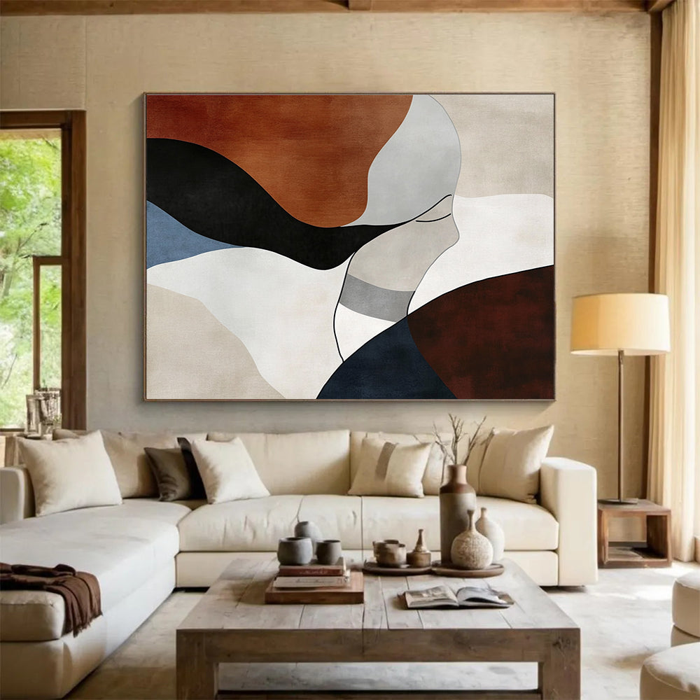 Abstract Figure in Earth Tones Art for Minimalist Bedroom & Sophisticated Wellness Center SC299