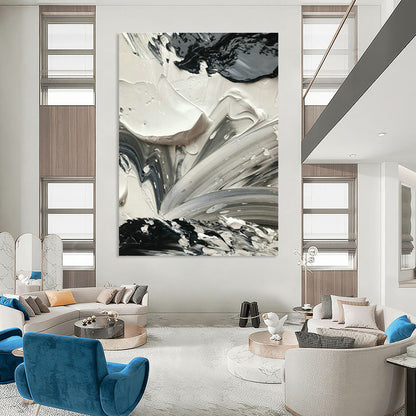 Black - White Textured Art for Modern Art Gallery & Edgy Home Studio DLZ1587