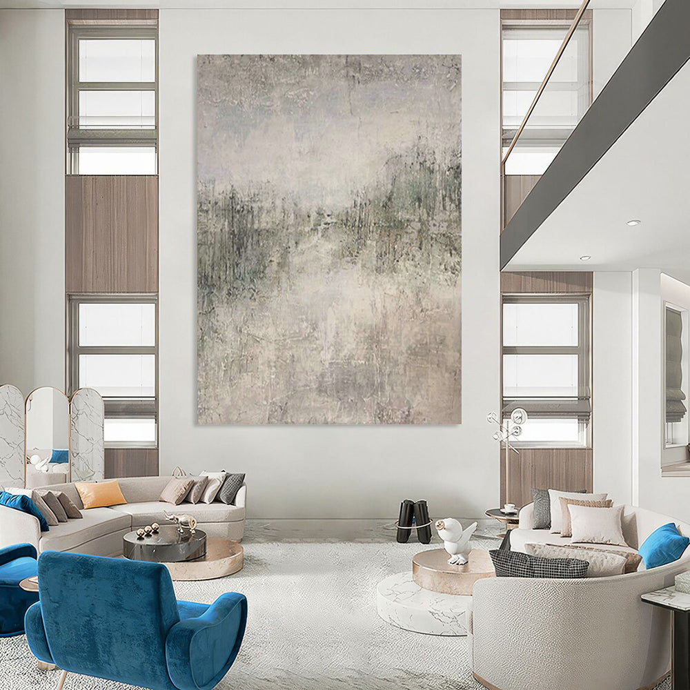 Gray - White Textured Abstract Art for Contemporary Art Lounge & Minimalist Bedroom DLZ1856