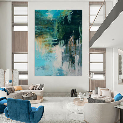 Blue - Green Abstract Art for Modern Home Studio & Creative Café Pop - Up Corners DLZ0296