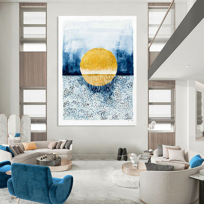 Gold - Blue Sunset Art for Coastal Home Bedroom Walls DLZ0101