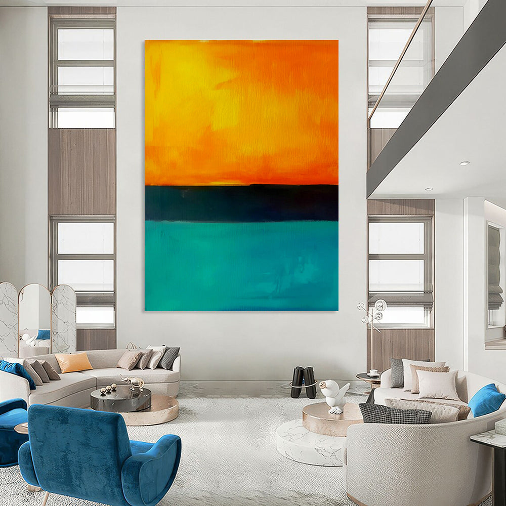 Orange - Teal Gradient Art for Coastal Restaurant & Art - Themed Home DLZ2098