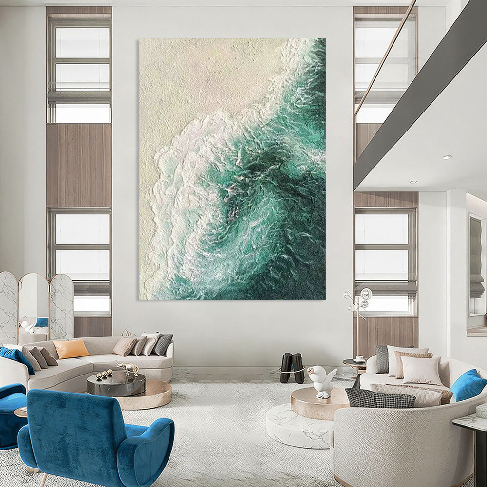 Aerial Sea View Art for Tropical Resort Lobby & Modern Beach Condo DLZ0874