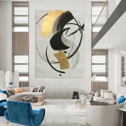 Ink - Gold Foil Abstract Art for Living Room & Study DLZ0468
