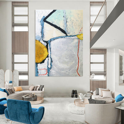 Blue - Gray - Yellow Geometric Abstract Art for Art Gallery Pop - Up & Home Den DLZ1112