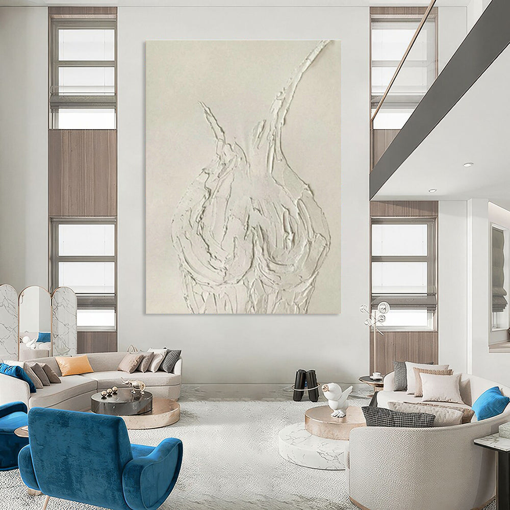 White Relief Human Form Art for Modern Art Gallery & Creative Studio Loft DLZ0997