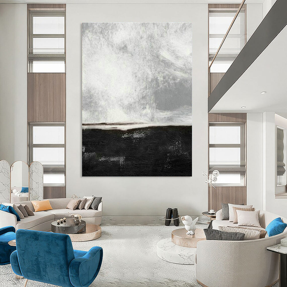 Monochrome Abstract Sea Art for Coastal Home Bedroom & Art - Themed Lounge DLZ2062