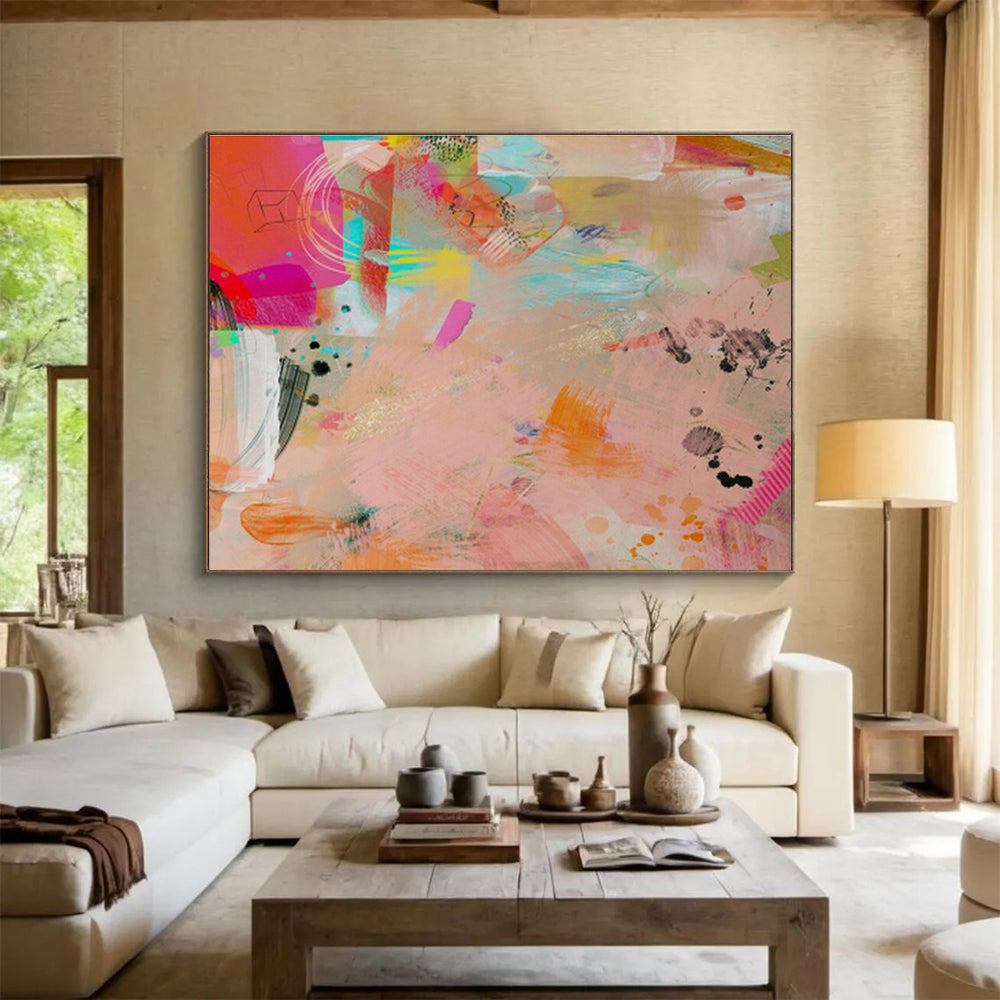 Pink - Orange Artistic Abstract for Bohemian Living Spaces DLZ2463