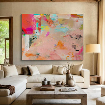 Pink - Orange Artistic Abstract for Bohemian Living Spaces DLZ2463