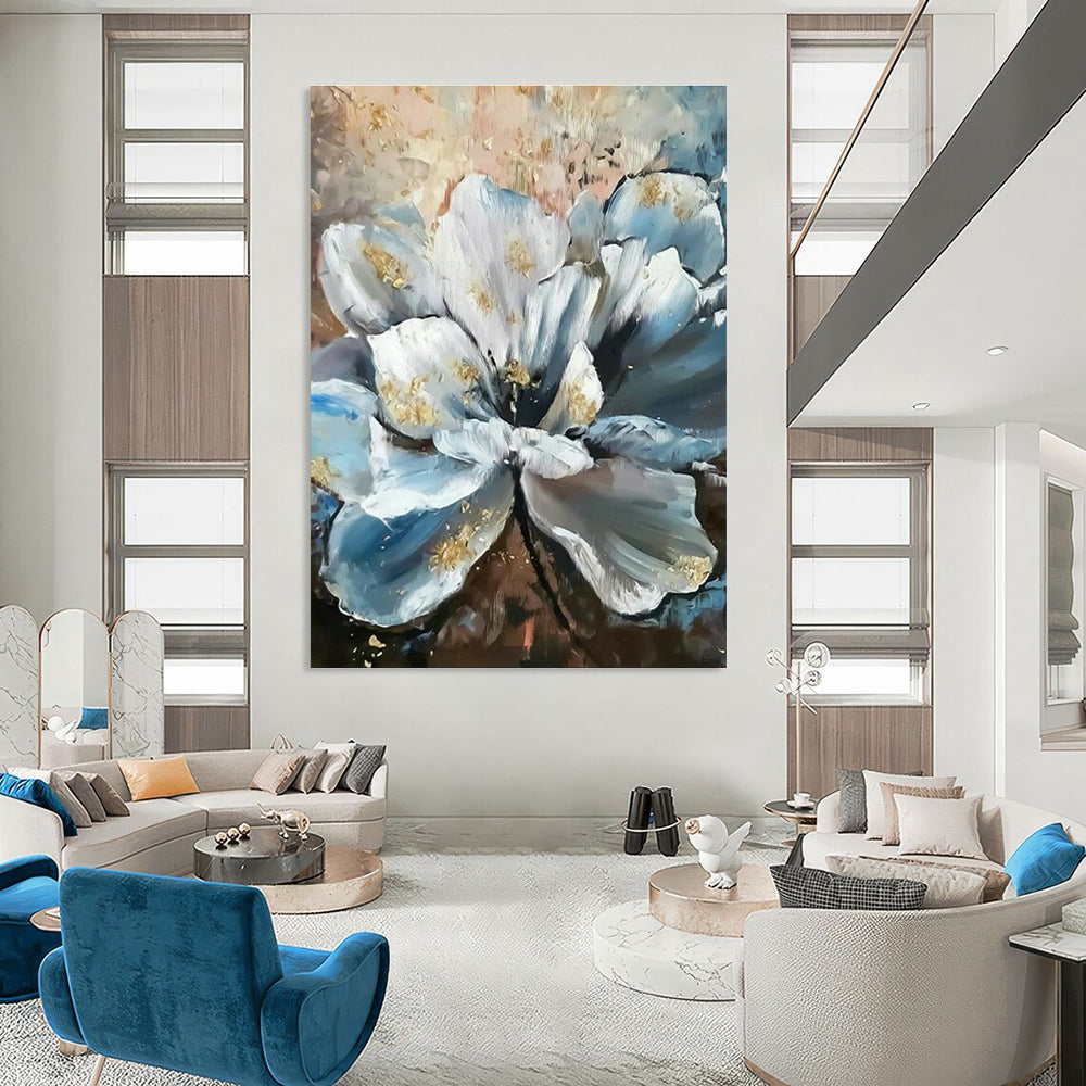 Blue - White Floral Art for Luxury Spa & Elegant Bedroom DLZ2335