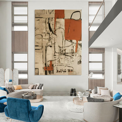 Rustic Red - Brown Abstract Art for Farmhouse Living Room & Art - Centric Café DLZ1720