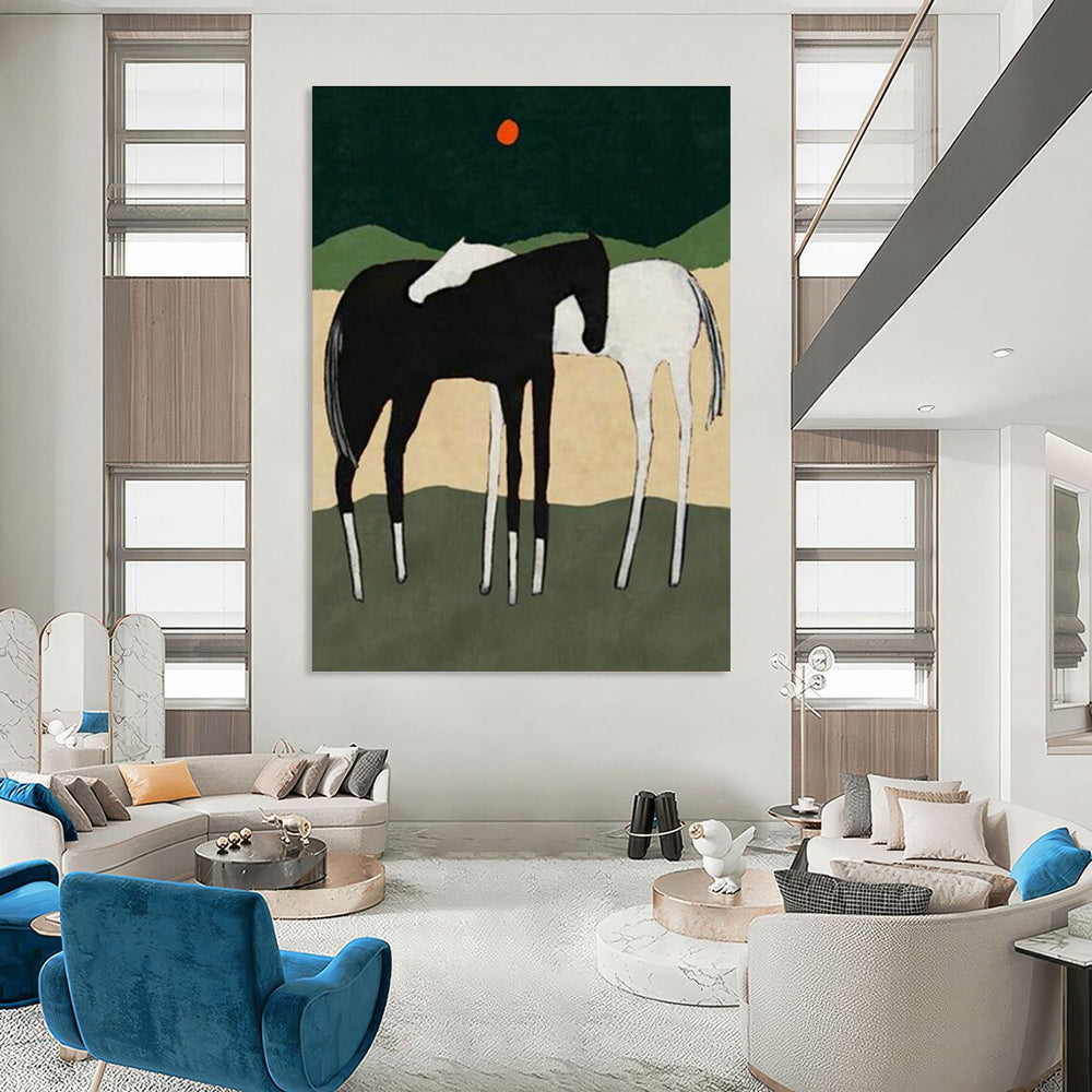 Folk - Inspired Horse Art for Country Farmhouse & Western Art Gallery DLZ1419