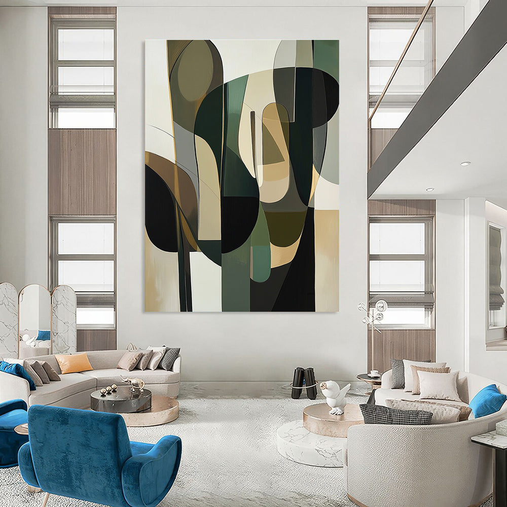 Geometric Green and Brown Abstract for Botanical - Themed Spa & Eco - Friendly Boutique STSC794