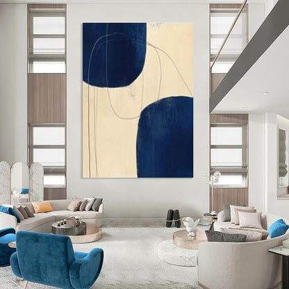 Bold Dark Blue Abstract Art for Modern Office Lobby & Contemporary Living Room DLZ1961