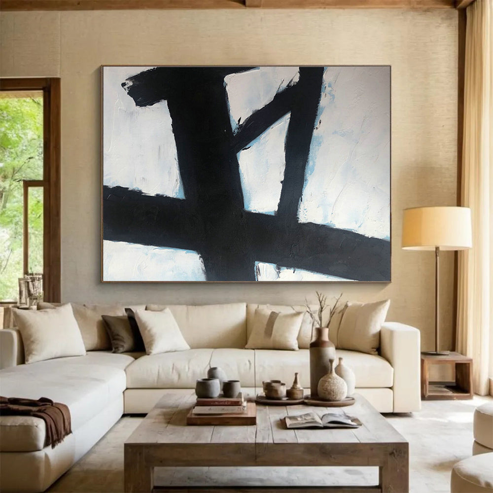 Black - White Cross Abstract Art for Contemporary Monastery Studies DLZ2565