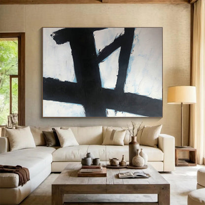 Black - White Cross Abstract Art for Contemporary Monastery Studies DLZ2565