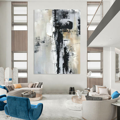 Black - White - Gray Abstract Art for Industrial Loft & Modern Art Gallery DLZ1690