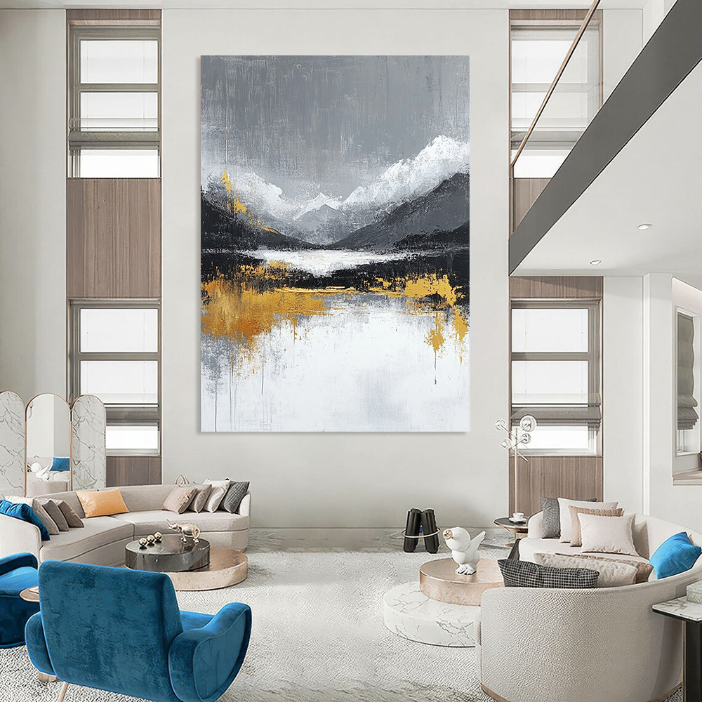 Gold - Touched Mountain Landscape for Sophisticated Home Library & Luxury Hotel Suite STSC224