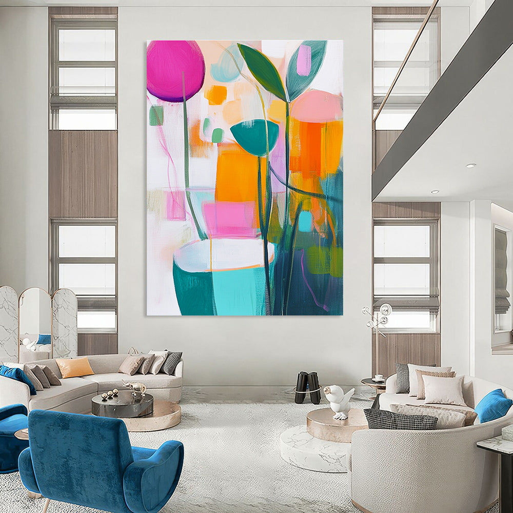 Colorful Abstract Flowers for Bohemian Living Room & Art Café STSC1180