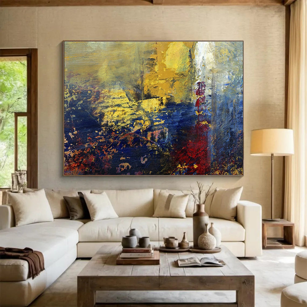 Bold Yellow - Blue - Red Abstract Art for Dynamic Startup Workspaces DLZ3106
