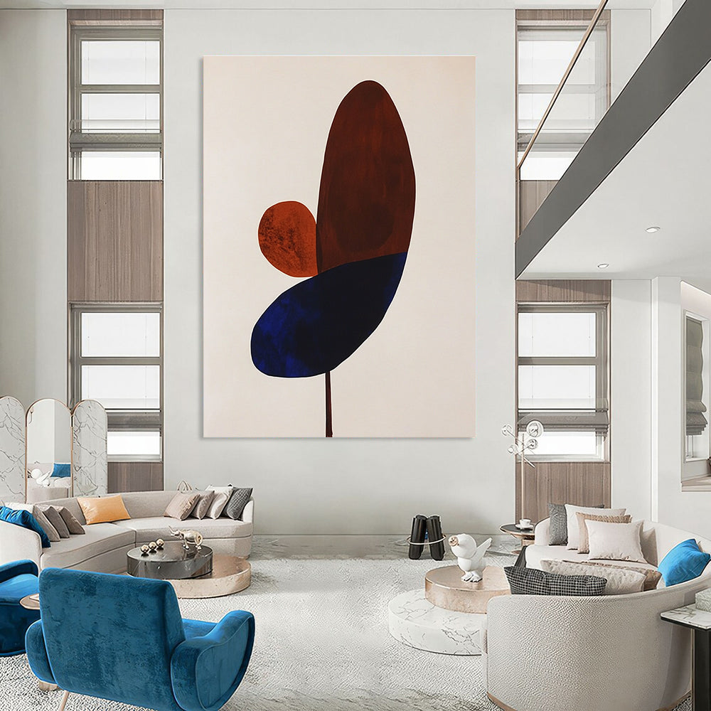 Abstract Brown and Blue Shapes Art for Contemporary Home Dining Room & Art Appreciation Society STSC1059