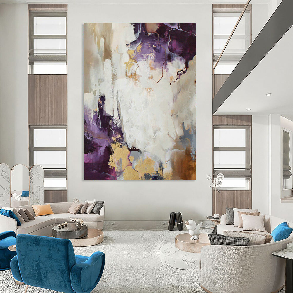 Luxe Purple - Gold Abstract Art for Bedroom & Living Room DLZ0398