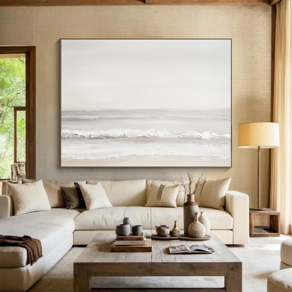 Serene Gray Beach Art for Coastal Home Bedroom & Spa Retreat SC502