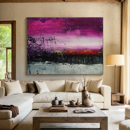 Purple Sunset Abstract Art for Bohemian Bedroom & Rooftop Lounge SC341