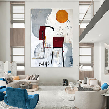 Minimalist Abstract with “owllips” for Art - Centric Café & Bohemian Living Room STSC828