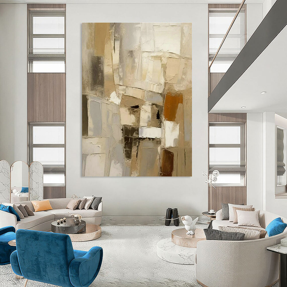 Light - Toned Geometric Abstract Art for Minimalist Home & Art Gallery Corner DLZ1451