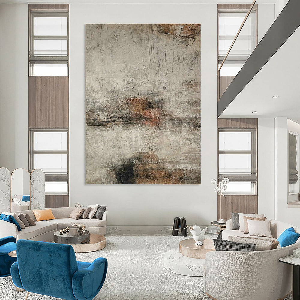 Gray - White - Brown Textured Art for Rustic Restaurant & Art - Themed Hotel DLZ1864