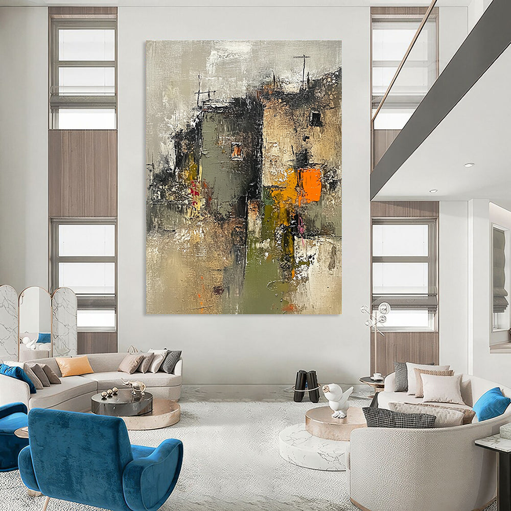 Abstract Village Scene for Rustic Home & Cultural - Inspired Restaurant STSC659